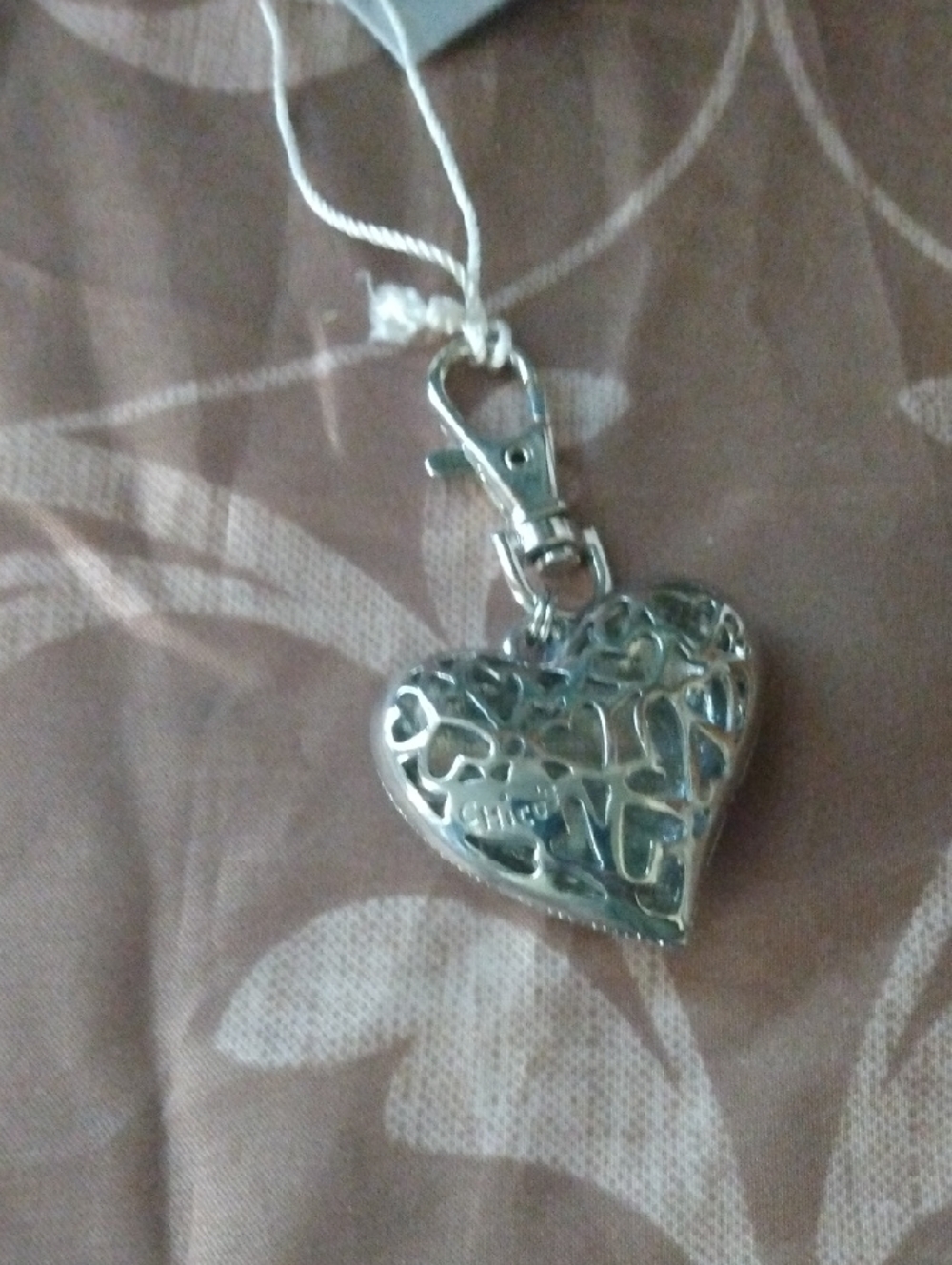 Chico's Silver Glitter Heart Charm Pendant Bag Charm - Picture 3 of 4